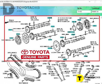 Toyota LAND CRUISER FJ200 2008- Genuine Toyota CAMSHAFTS SET OF 4 for 1VDFTV V8 FJ200 LX450D 4.5 13502-51010 13501-51010 13053-51010