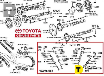 Toyota LAND CRUISER FJ200 2008- Genuine Toyota Complete Valve Set for 1VDFTV V8 FJ200 LX450d 4.5L DSL