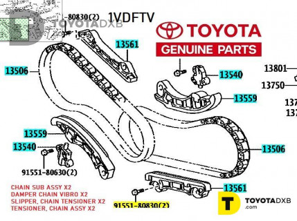Toyota LAND CRUISER FJ200 2008- 4.5D 1VD-FTV Lexus LX450d Timing Chain Set OEM Genuine